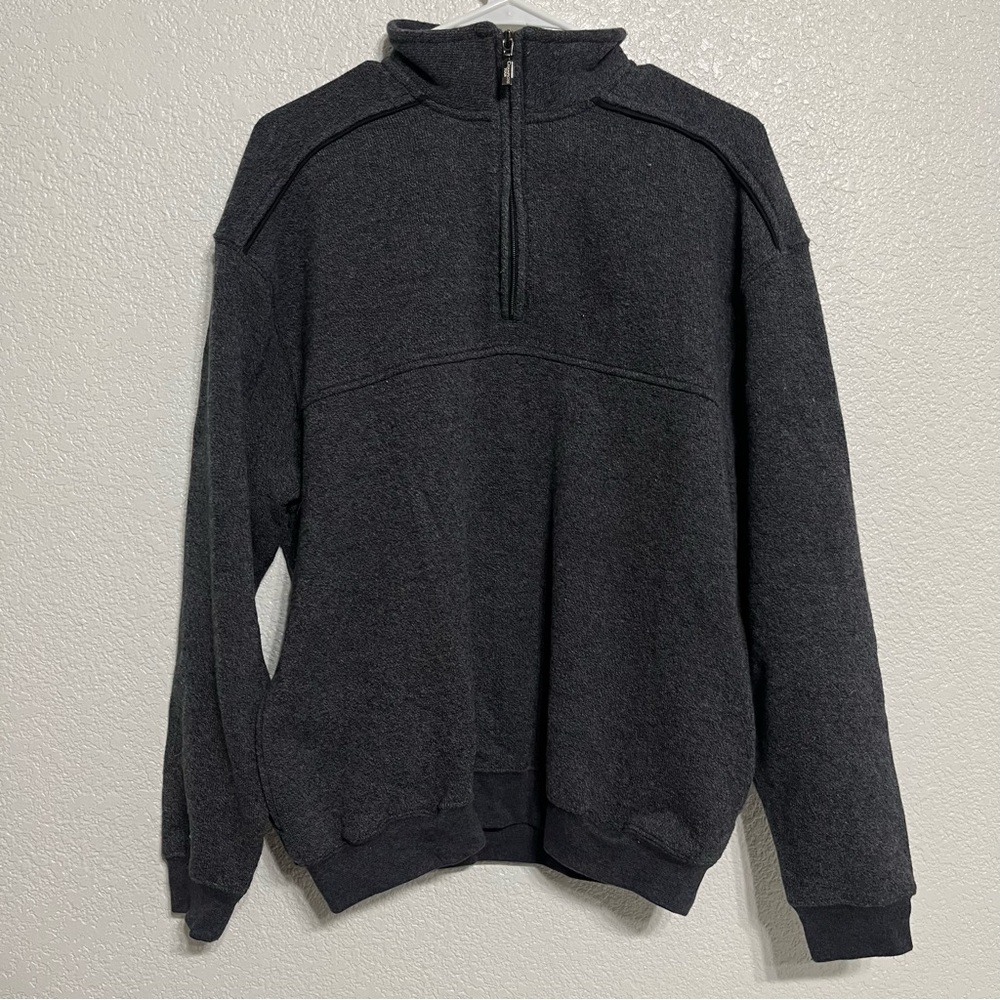 Men's Charcoal Gray Quarter Zip-Up Pullover Sweater